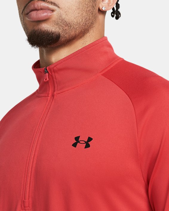 Herren UA Tech™ Shirt mit ½-Zip, langärmlig, Red, pdpMainDesktop image number 2